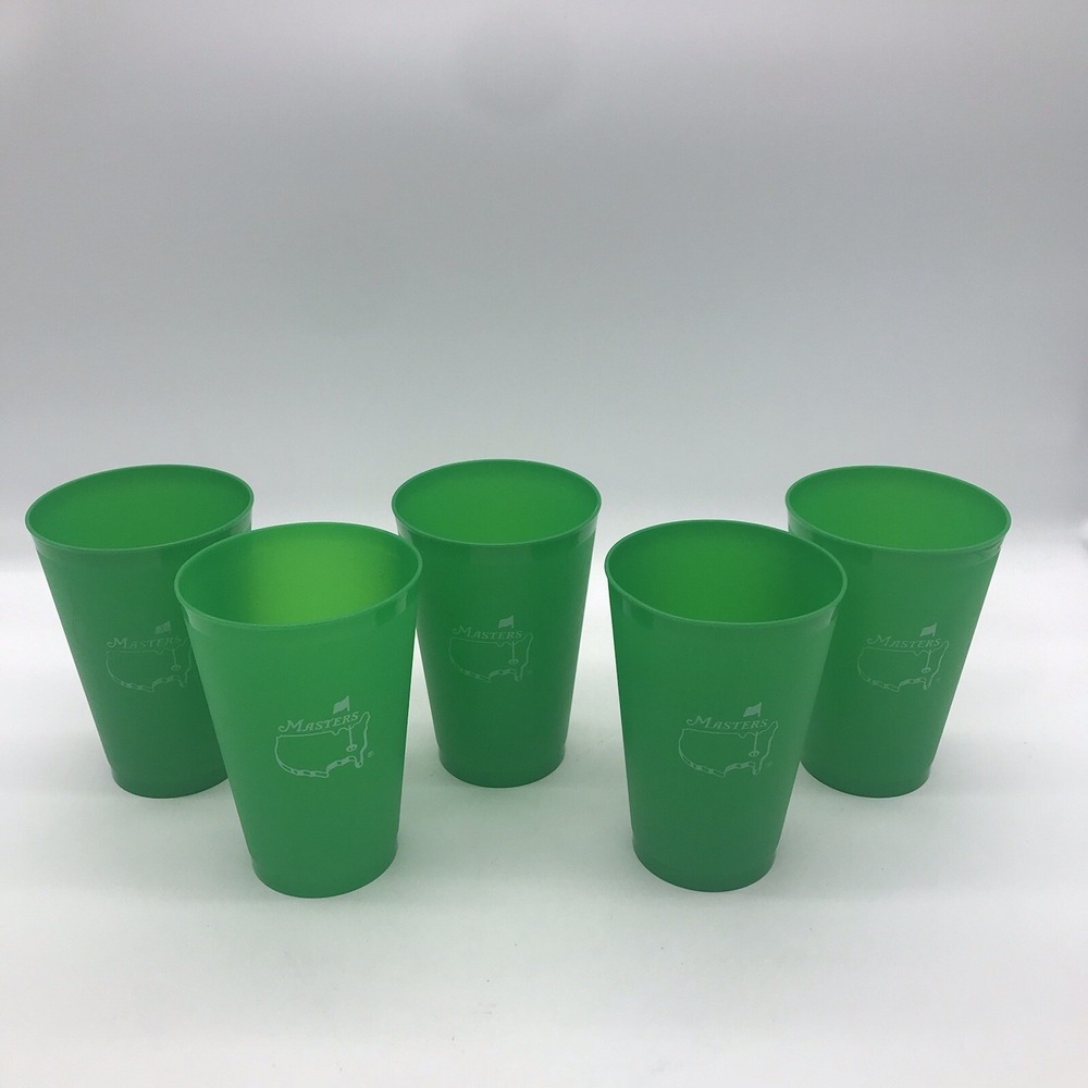 Masters Augusta Golf Tournament Lot Of Five Green 12oz Plastic Souvenir Cups